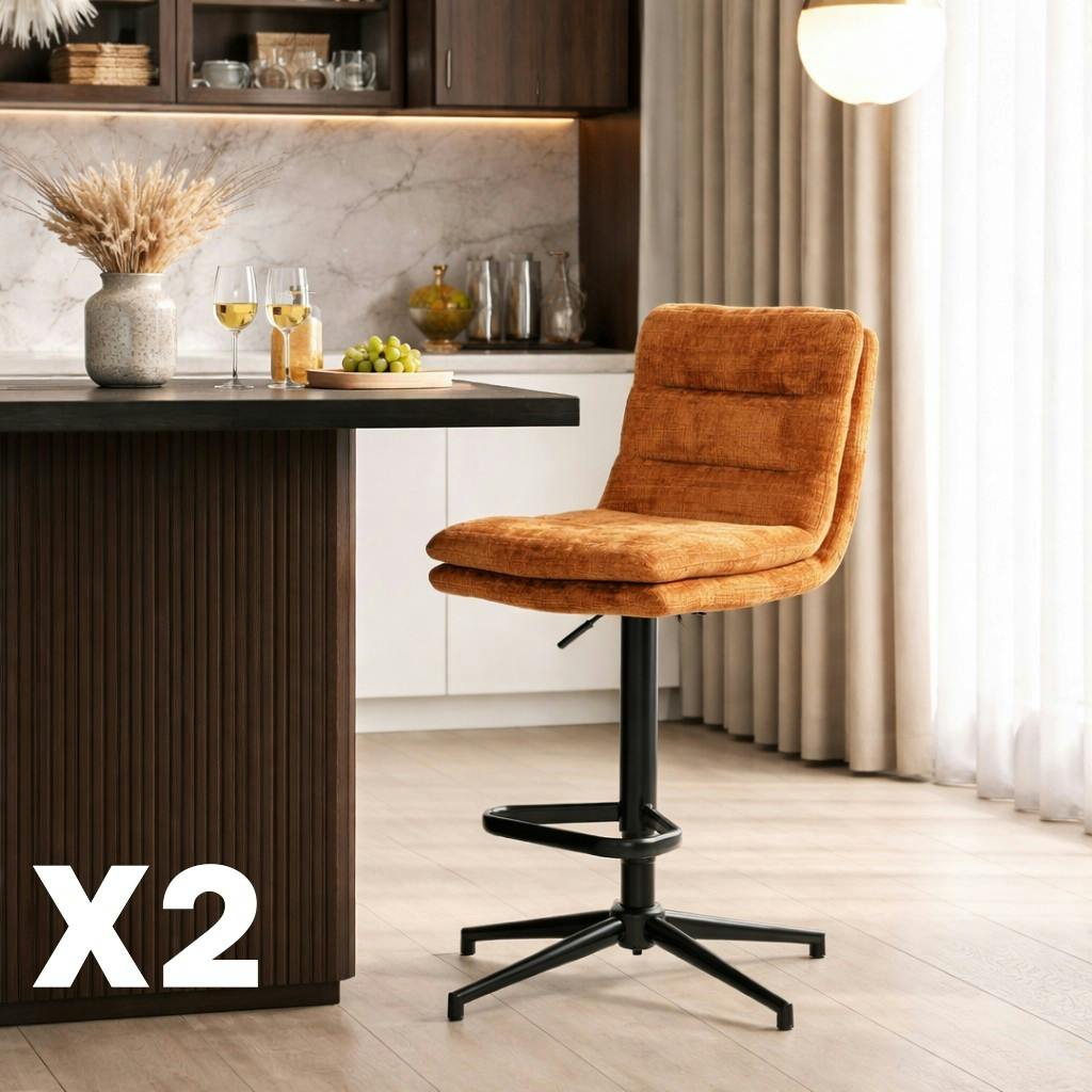 Chaise de bar rouille réglable en hauteur (x2) PALERME