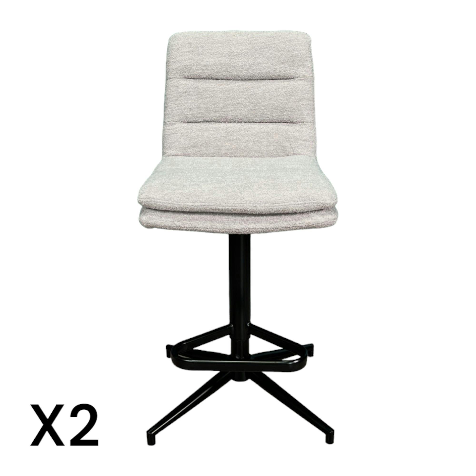 Chaise de bar tissu bouclettes sable réglable en hauteur (lot de 2) PALERME