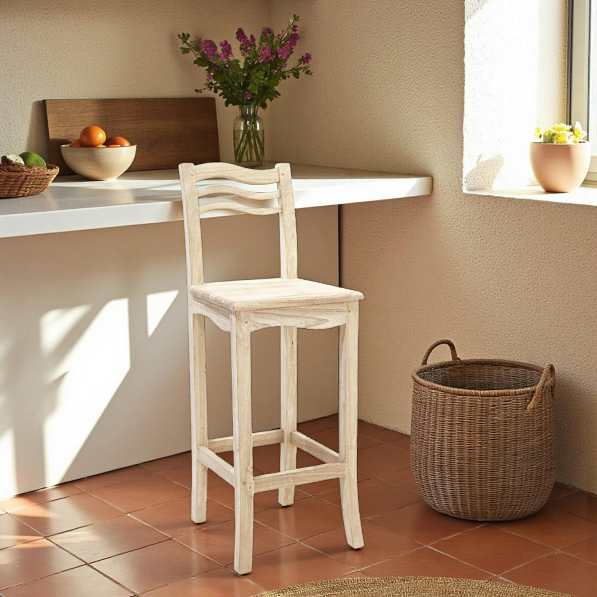 Chaise de bar Vague Hévéa 38x41x105cm TRADITION