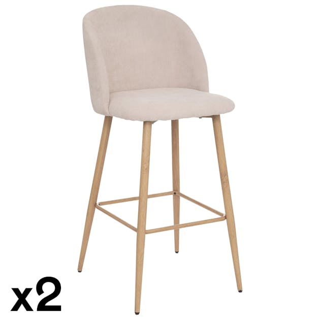 Chaise de bar velours beige (lot de 2) Tabourets de bar / Chaises de