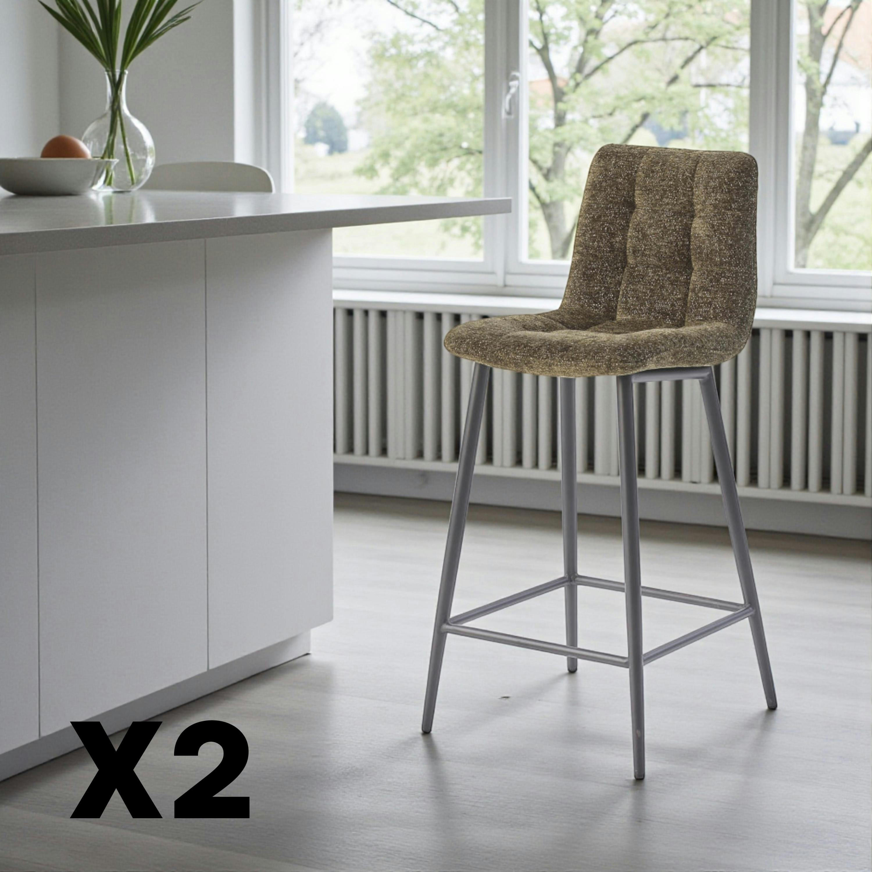 Chaise de bar verte motif damier (lot de 2) LOMBARDIE