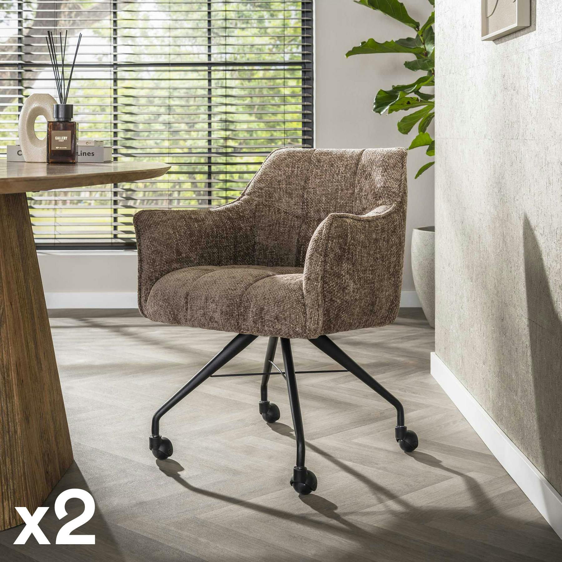 Chaise à roulettes beige chaud (lot de 2) MELBOURNE