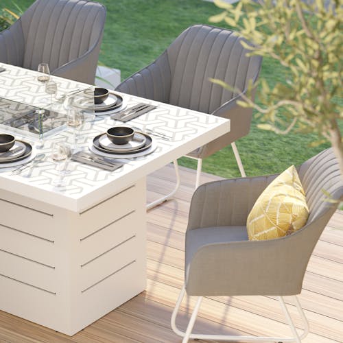 Chaise de jardin aluminium blanc et tissu gris (lot de 2) MAJORQUE