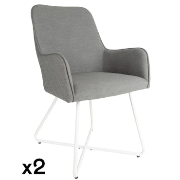  Chaise de jardin aluminium blanc pieds croisés (lot de 2) MAJORQUE