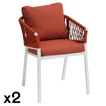  Chaise de jardin aluminium et tissu couleur brique (lot de 2) GRENADE
