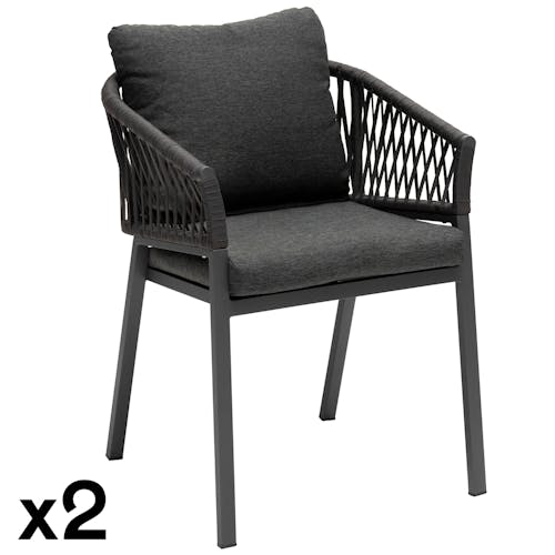 Chaise de jardin aluminium et tissu couleur grise (lot de 2) GRENADE