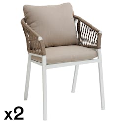 Chaise de jardin aluminium et tissu couleur taupe (lot de 2) GRENADE