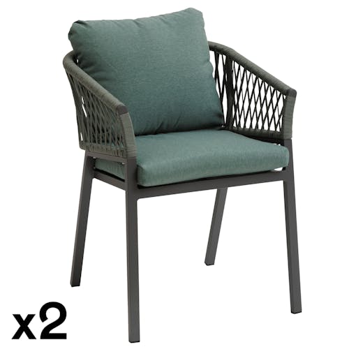 Chaise de jardin aluminium et tissu couleur verte (lot de 2) GRENADE
