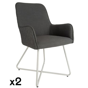  Chaise de jardin aluminium gris pieds croisés (lot de 2) LANZAROTE