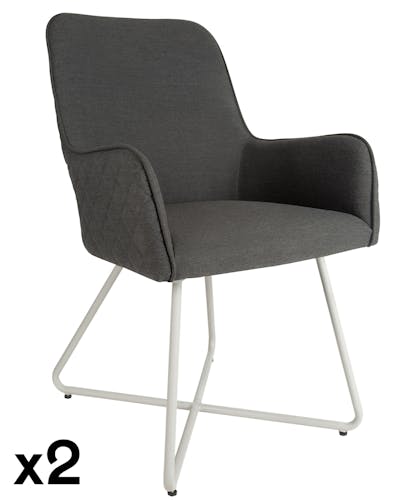 Chaise de jardin aluminium gris pieds croisés (lot de 2) LANZAROTE