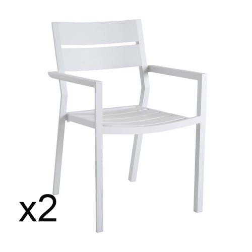 Chaise de jardin avec accoudoirs en aluminium blanc (lot de 2) STOCKHOLM