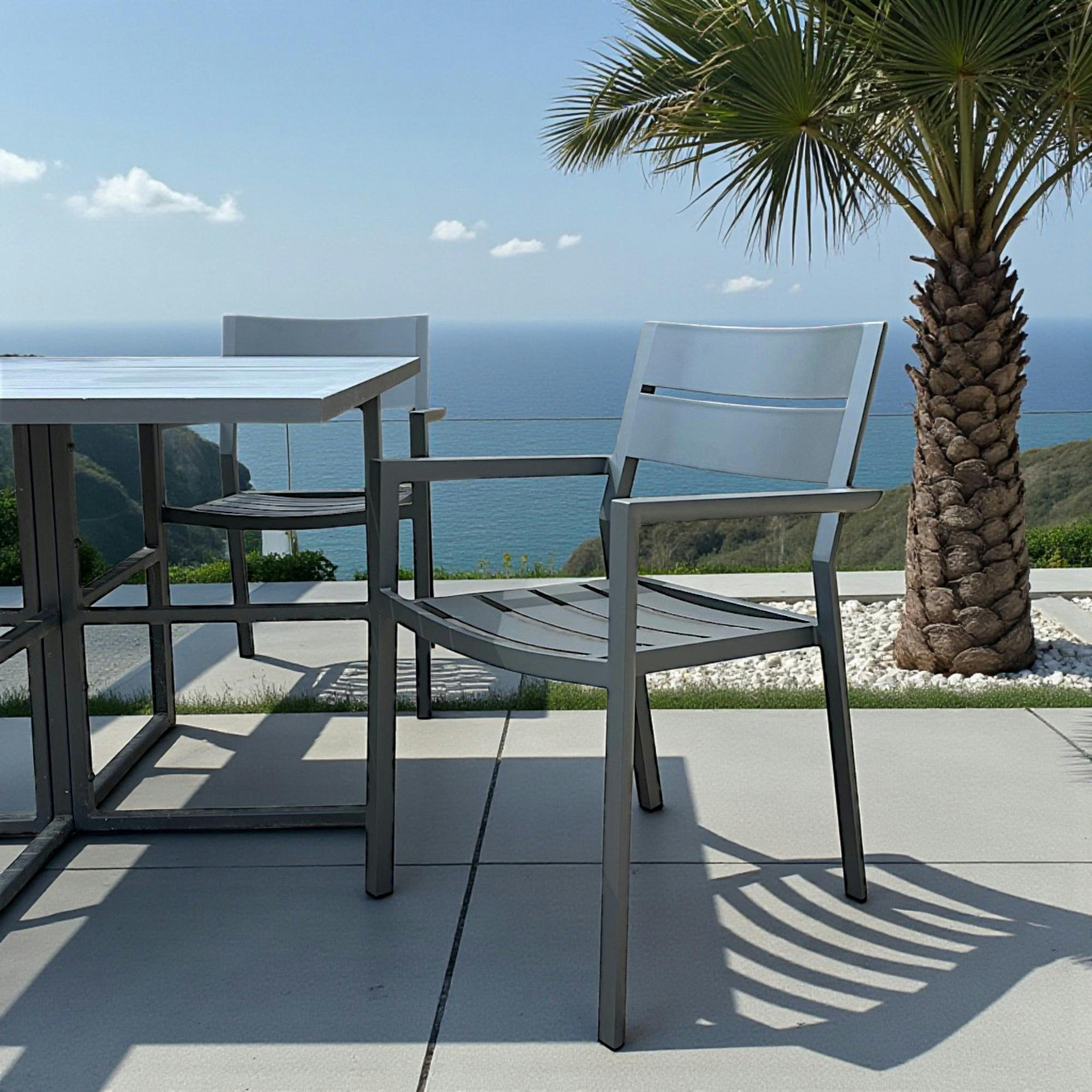Chaise D'Extérieur Läckö - Design Gris Moderne, Empilable, Sans Entretien | Dimensions 43x52x87 Cm, Supporte 110 Kg - 8