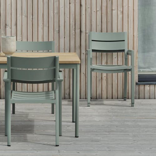 Chaise de jardin avec accoudoirs en aluminium vert argile (lot de 2) STOCKHOLM