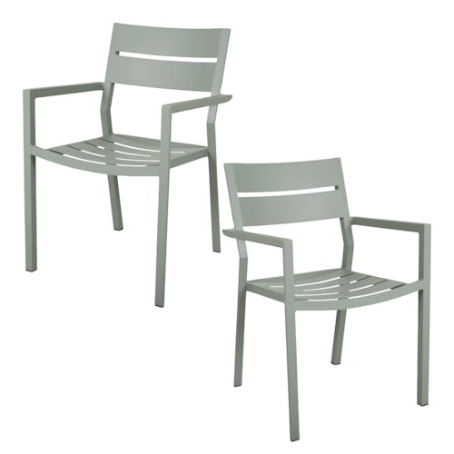 Chaise de jardin avec accoudoirs en aluminium vert argile (lot de 2) STOCKHOLM