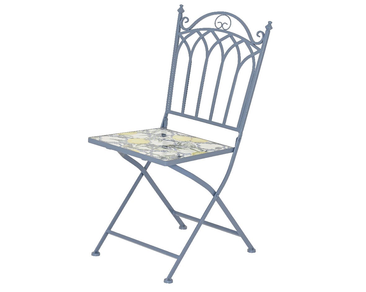 Chaise de jardin bleue décor mosaïque citrons (lot de 2) GRENADE