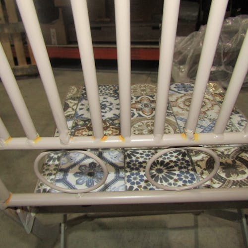Chaise de jardin carreaux de ciment bleu et taupe GRENADE (lot de 2)