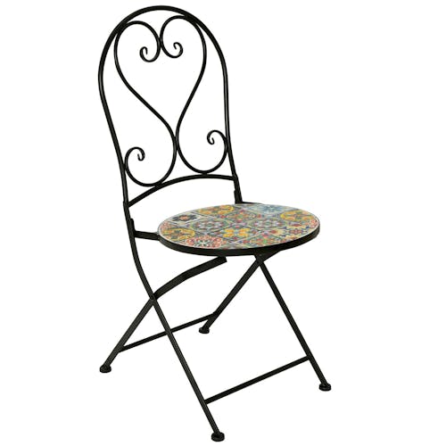 Chaise de jardin carreaux de ciment mix couleurs GRENADE (lot de 2)