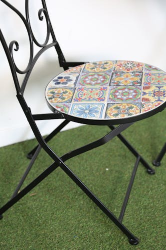 Chaise de jardin carreaux de ciment mix couleurs GRENADE (lot de 2)