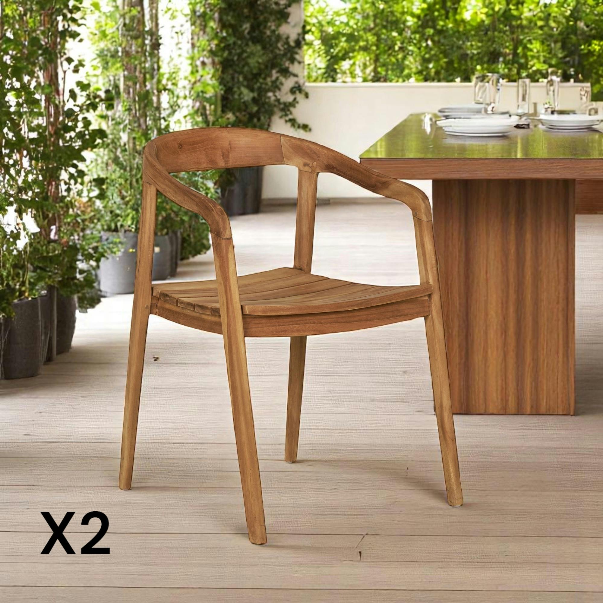 Chaise de jardin design en teck (lot de 2) MENDOZA