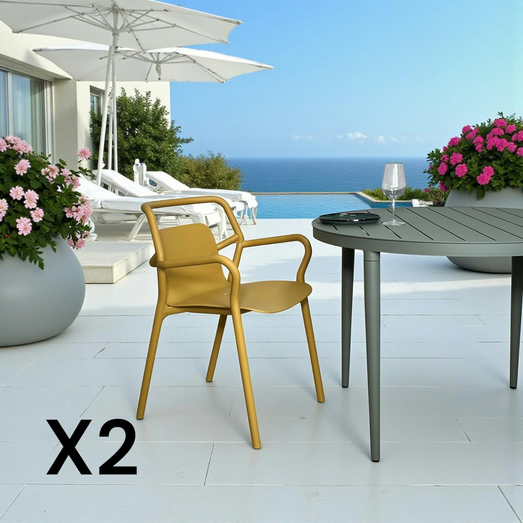 Chaise de jardin design jaune, empilable (lot de 2) PINETO
