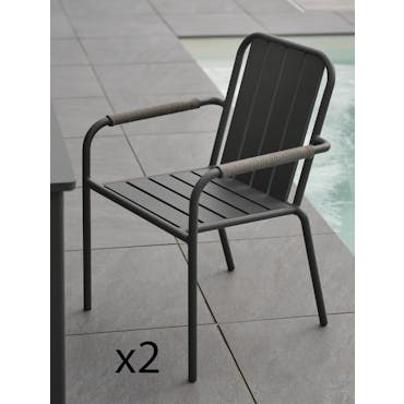  Chaise de jardin en aluminium gris ardoise (lot de 2) OSLO