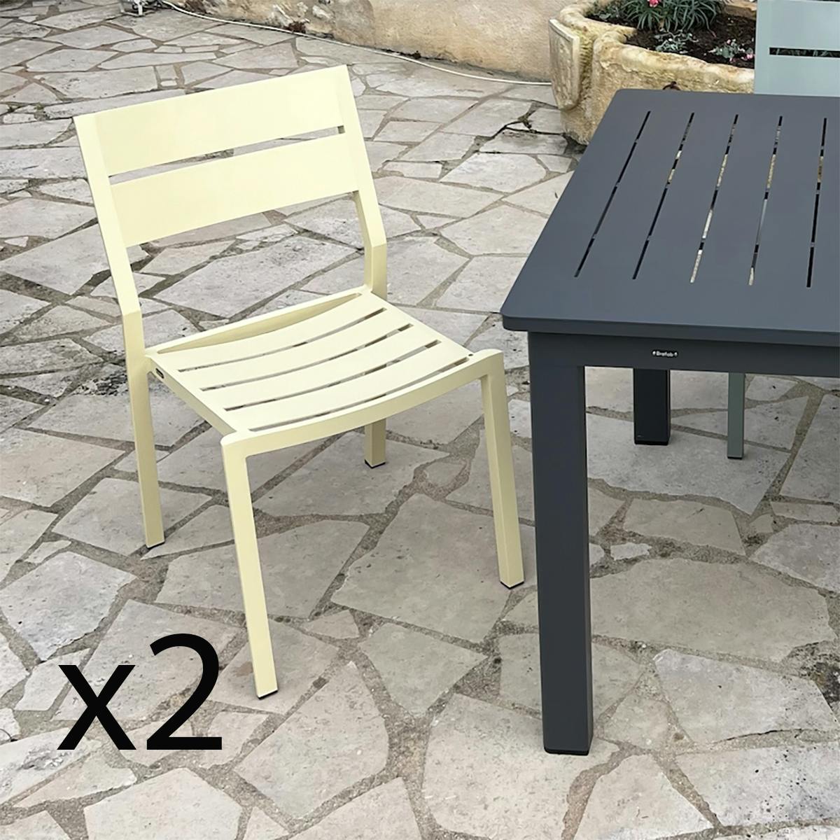 Chaise de jardin en aluminium jaune tendre (lot de 2) STOCKHOLM