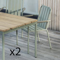 Chaise de jardin en aluminium vert argile (lot de 2) OSLO