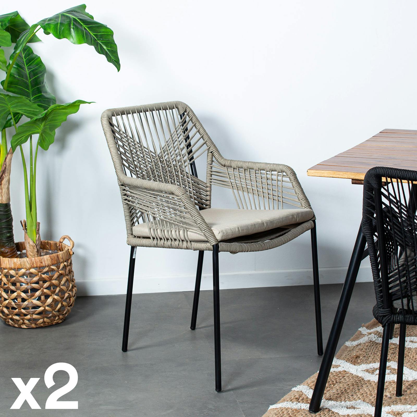 Chaise de jardin en corde beige (lot de 2) GRENADE