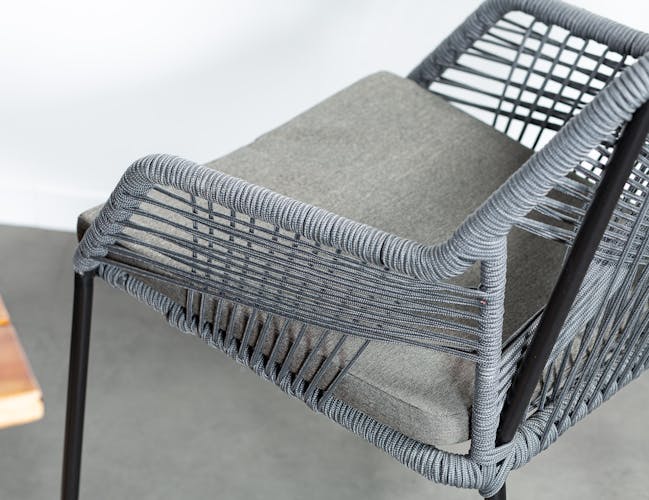 Chaise de jardin en corde tressée grise GRENADE