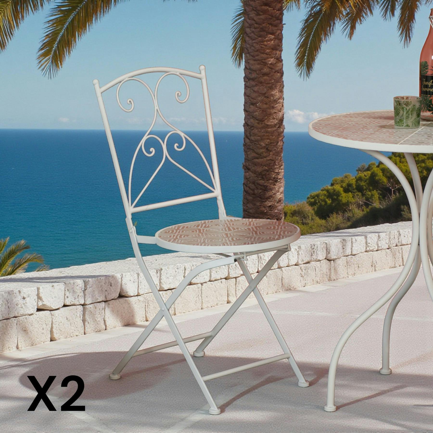 Chaise de jardin en mosaïque beige (lot de 2) GRENADE