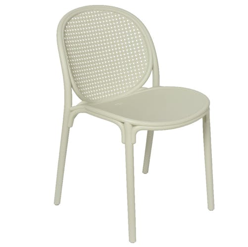 Chaise de jardin en plastique avec cannage, ton sable