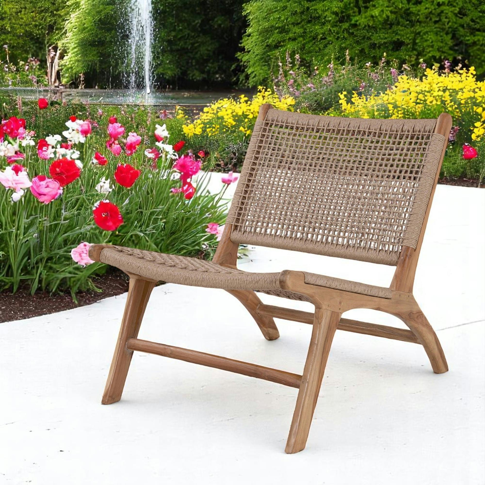Chaise de jardin en teck avec assise en corde MENDOZA