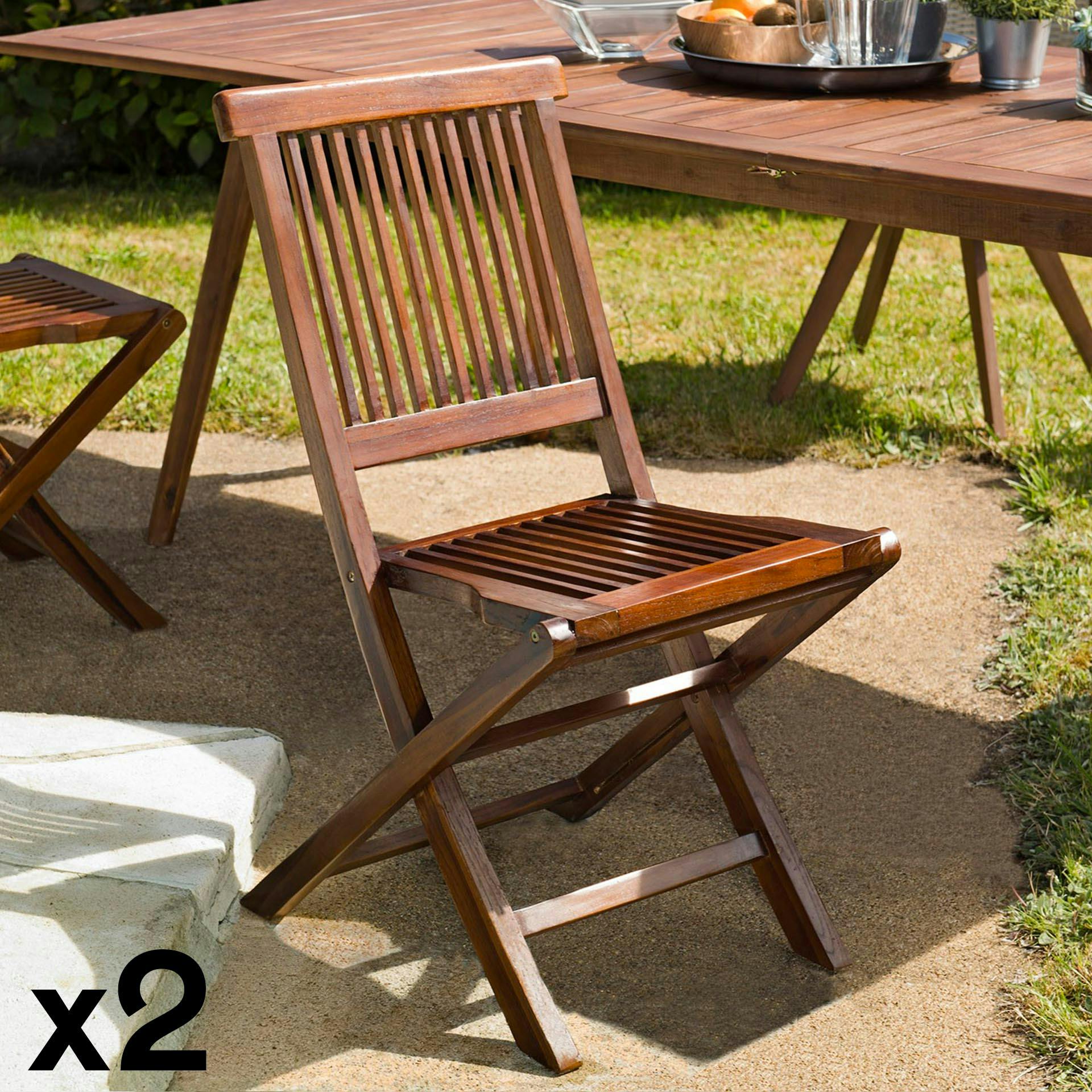 Chaise de jardin en teck massif huilé (lot de 2) MACAO