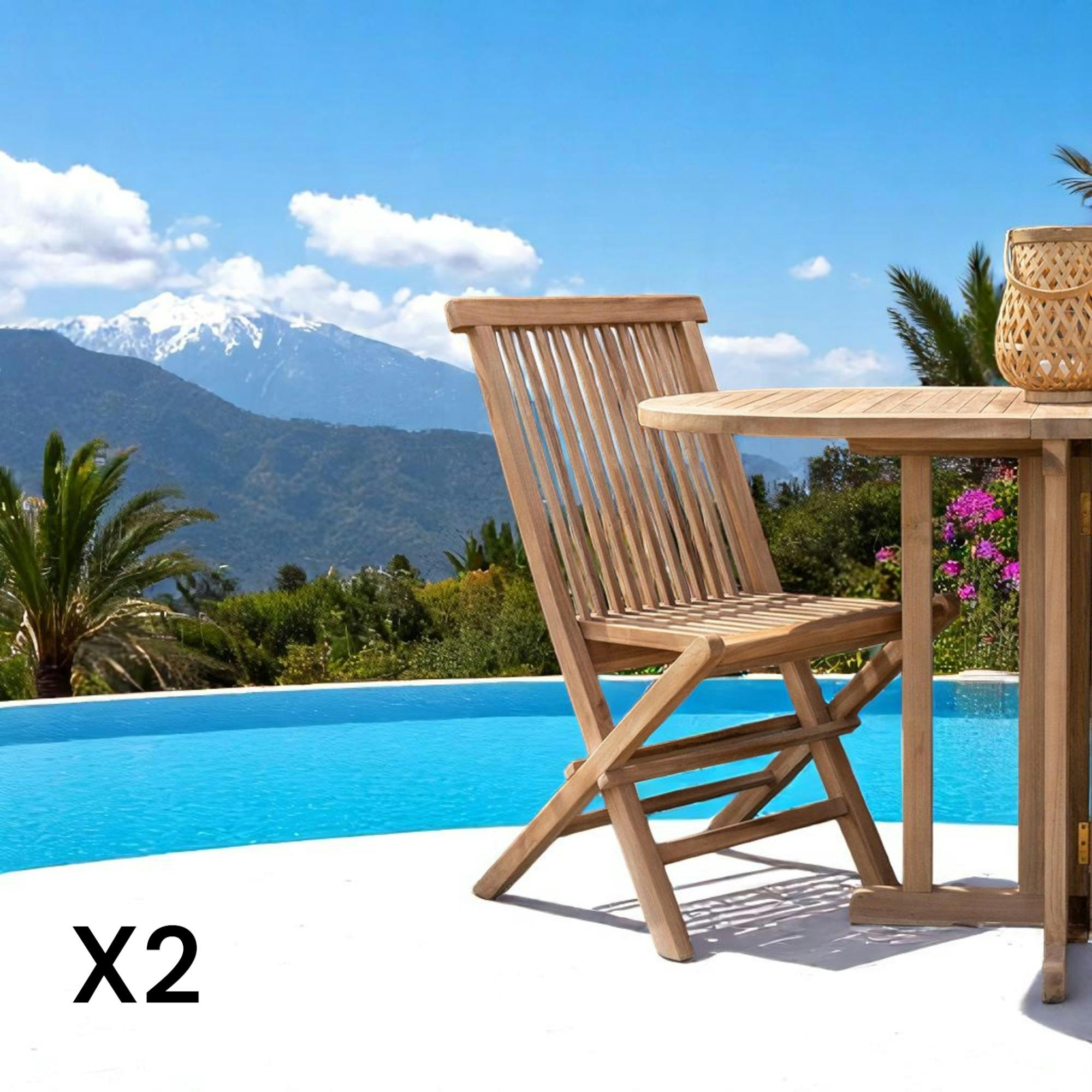 Chaise de jardin en teck, pliante (lot de 2) MENDOZA