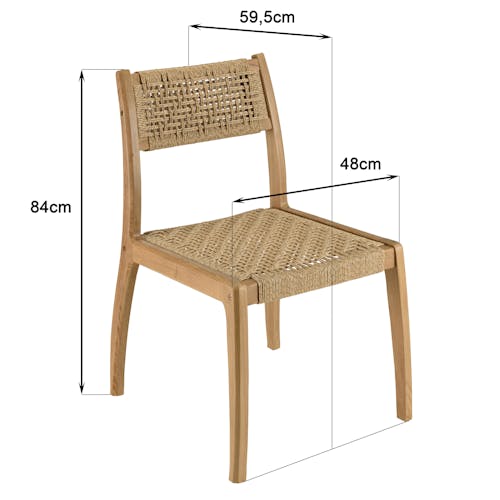 Chaise de jardin en teck tressage beige (lot de 2) SUMMER