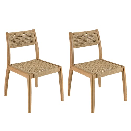 Chaise de jardin en teck tressage beige (lot de 2) SUMMER