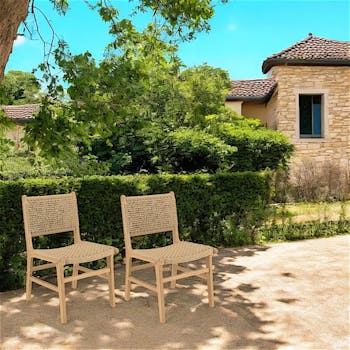 Chaise de jardin en teck tressage couleur naturelle (lot de 2) SUMMER