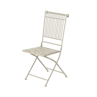  Chaise de jardin gris/beige décor mosaïque galets (lot de 2) GRENADE