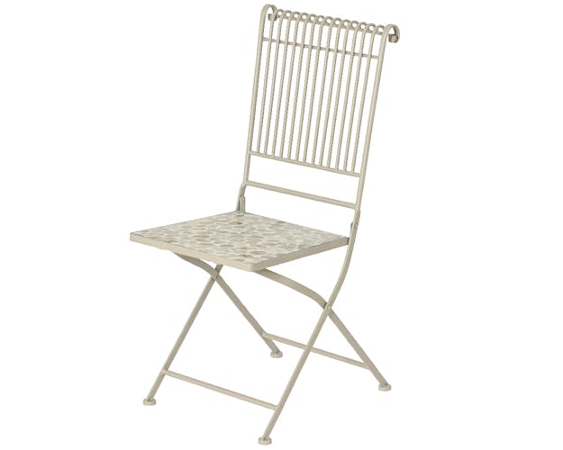 Chaise de jardin gris/beige décor mosaïque galets (lot de 2) GRENADE