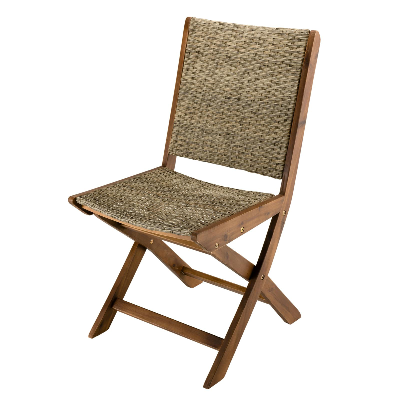 Chaise de jardin pliante bois d'acacia rotin synthétique SUMMER (lot de 2)