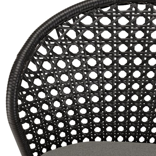 Chaise de jardin rotin synthétique noir avec coussin gris (lot de 2) GIJON