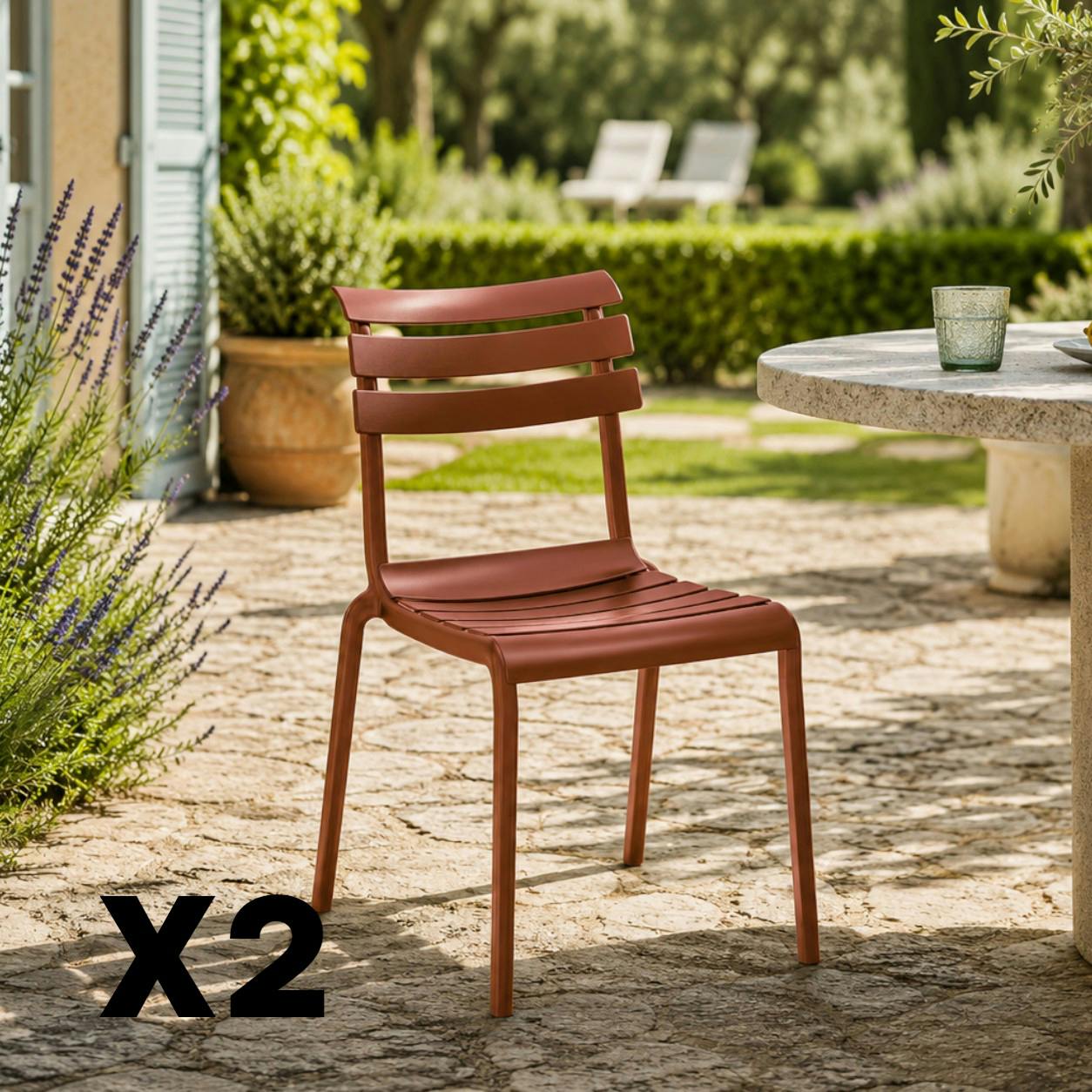 Chaise de jardin terracotta en plastique (lot de 2) LUGANO