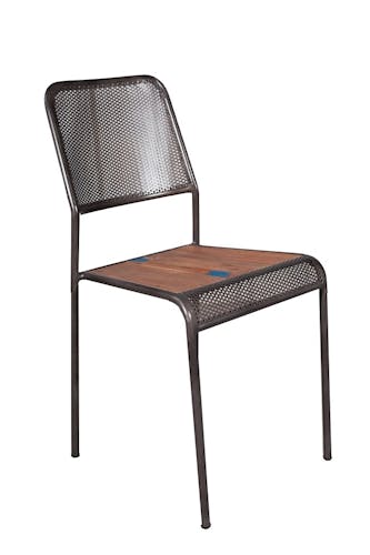 Chaise de repas métal recyclé perforée 40x48x88cm CARAVELLE