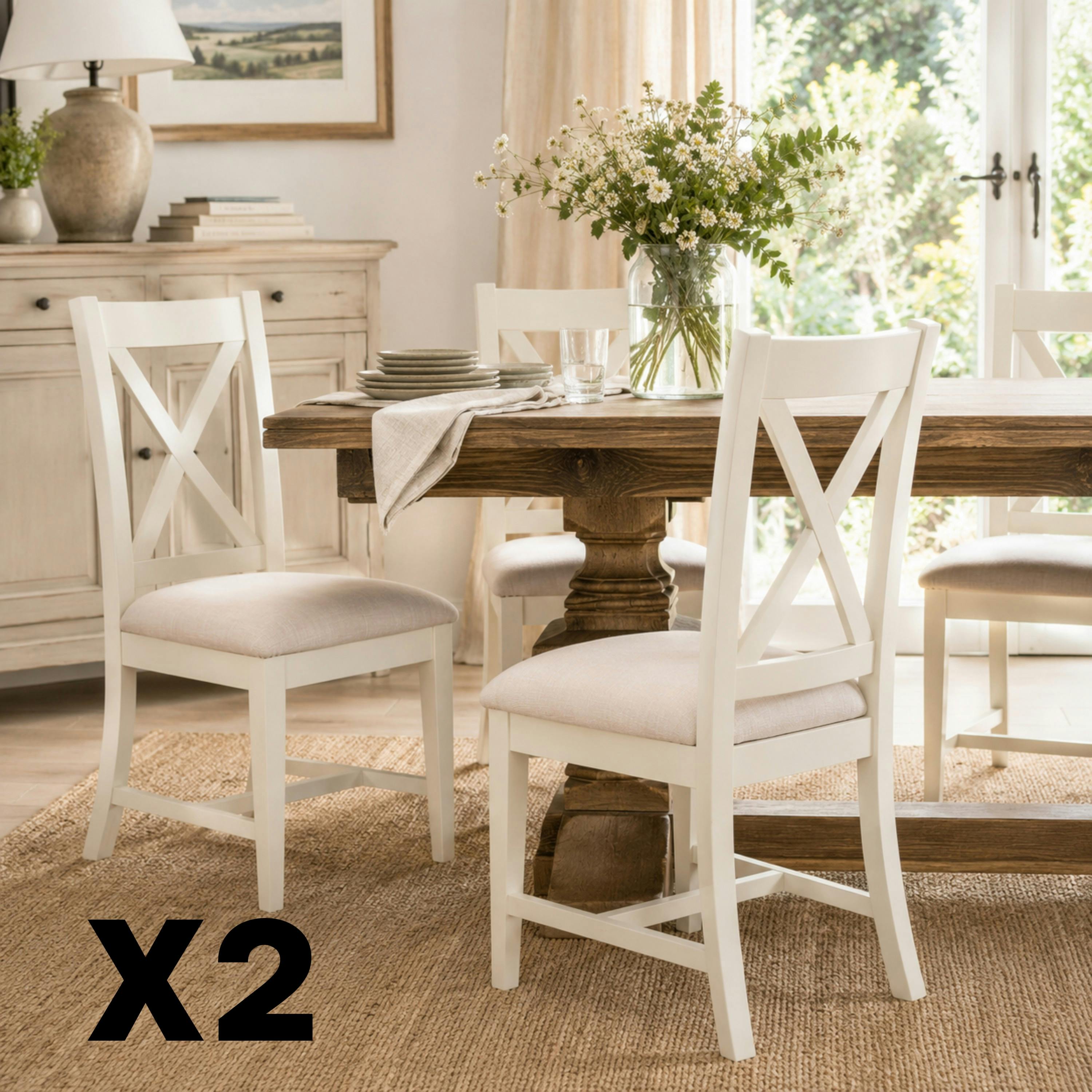 Chaise de salle à manger blanche à dossier croisé (x2) VELIA