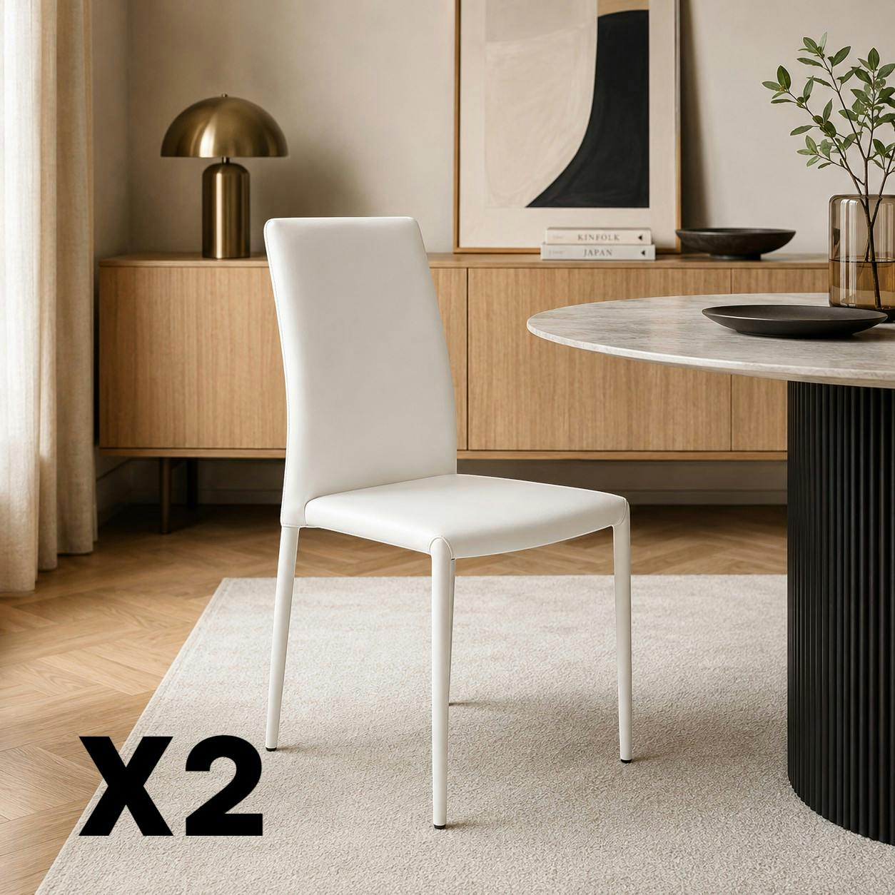 Chaise de salle à manger blanche moderne (lot de 2) LORA