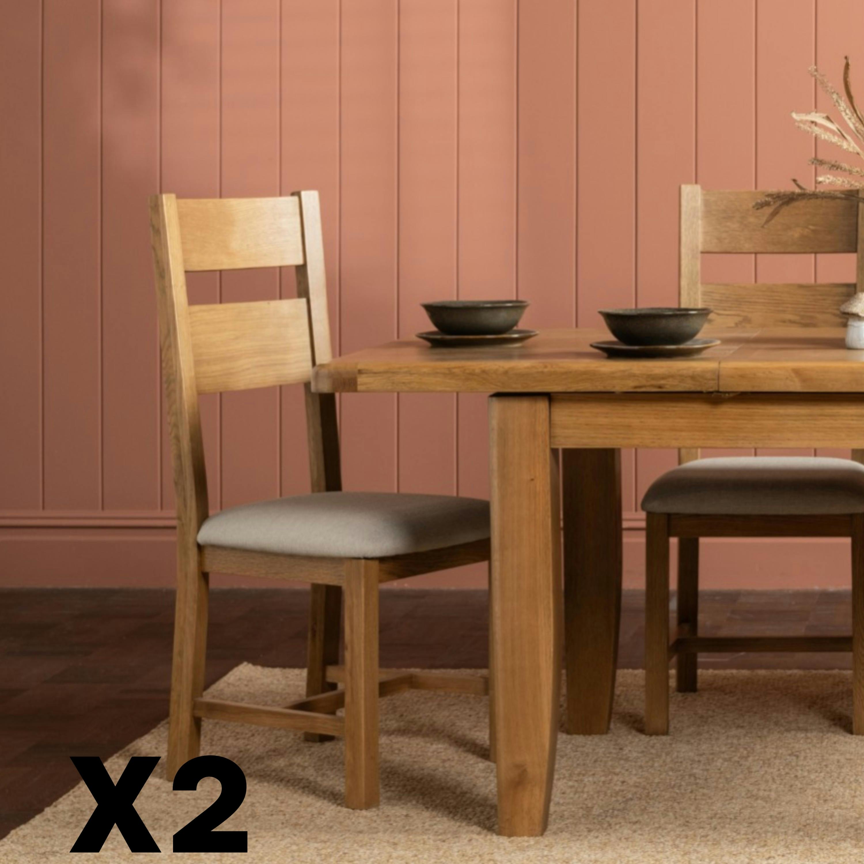 Chaise de salle à manger bois et tissu (lot de 2) VALMONT