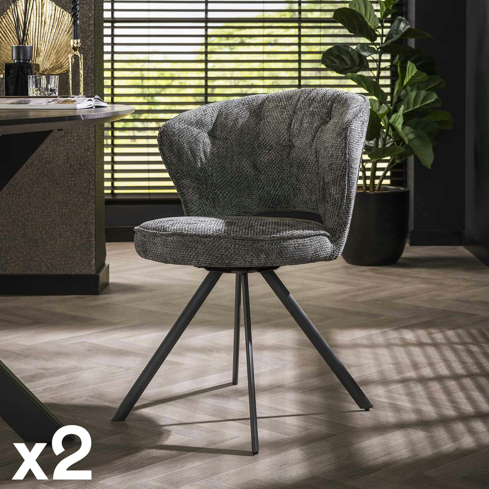 Chaise de salle à manger capitonnée couleur anthracite (lot de 2) JAVA