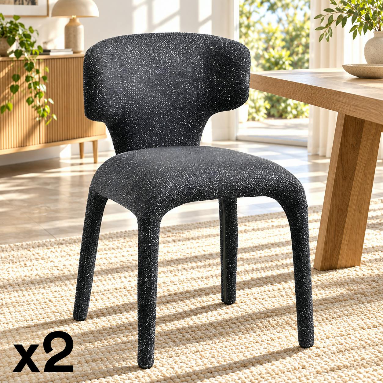 Chaise de salle à manger design gris foncé (lot de 2) TULSA