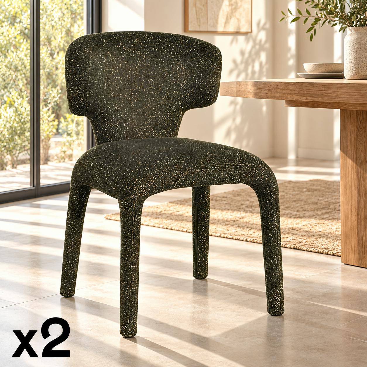 Chaise de salle à manger design kaki (lot de 2) TULSA