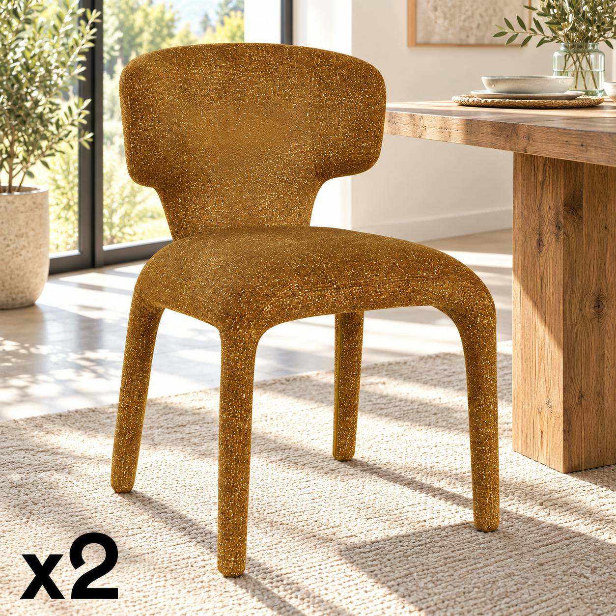 Chaise de salle à manger design moutarde (lot de 2) TULSA